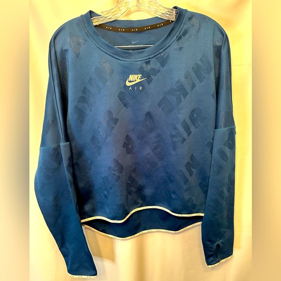 Nike Women Size Large AIR MIDLAYER CREW TRAINING TOP Blue DB4294-432 - Picture 1 of 10